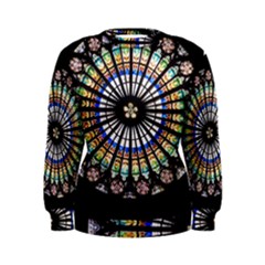 Stained Glass Cathedral Rosette Women s Sweatshirt by Pakrebo