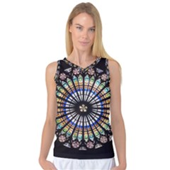 Stained Glass Cathedral Rosette Women s Basketball Tank Top by Pakrebo