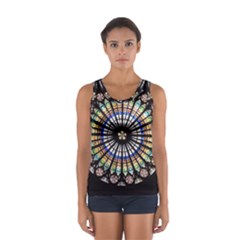 Stained Glass Cathedral Rosette Sport Tank Top  by Pakrebo