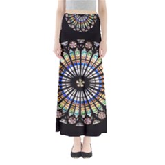 Stained Glass Cathedral Rosette Full Length Maxi Skirt by Pakrebo