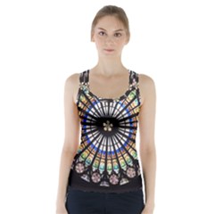 Stained Glass Cathedral Rosette Racer Back Sports Top by Pakrebo