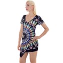 Stained Glass Cathedral Rosette Short Sleeve Asymmetric Mini Dress View1