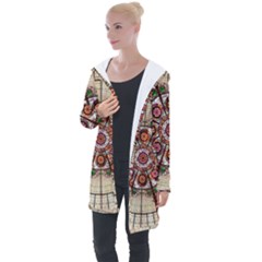 Pattern Round Abstract Geometric Longline Hooded Cardigan