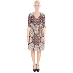 Pattern Round Abstract Geometric Wrap Up Cocktail Dress by Pakrebo