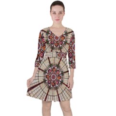 Pattern Round Abstract Geometric Ruffle Dress by Pakrebo