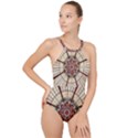 Pattern Round Abstract Geometric High Neck One Piece Swimsuit View1