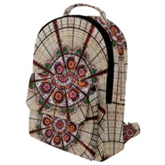 Pattern Round Abstract Geometric Flap Pocket Backpack (small)