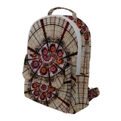 Pattern Round Abstract Geometric Flap Pocket Backpack (large)