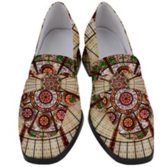 Pattern Round Abstract Geometric Women s Chunky Heel Loafers