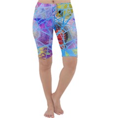 Wallpaper Stained Glass Cropped Leggings  by Pakrebo