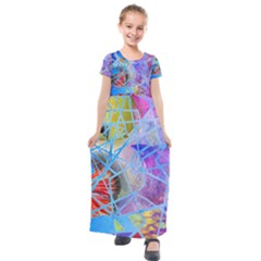 Wallpaper Stained Glass Kids  Short Sleeve Maxi Dress by Pakrebo