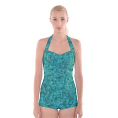 Turquoise Boyleg Halter Swimsuit  by LalaChandra