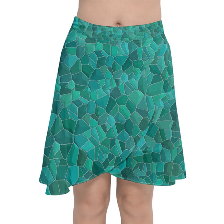 Turquoise Chiffon Wrap Front Skirt