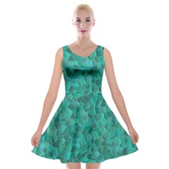 Turquoise Velvet Skater Dress by LalaChandra