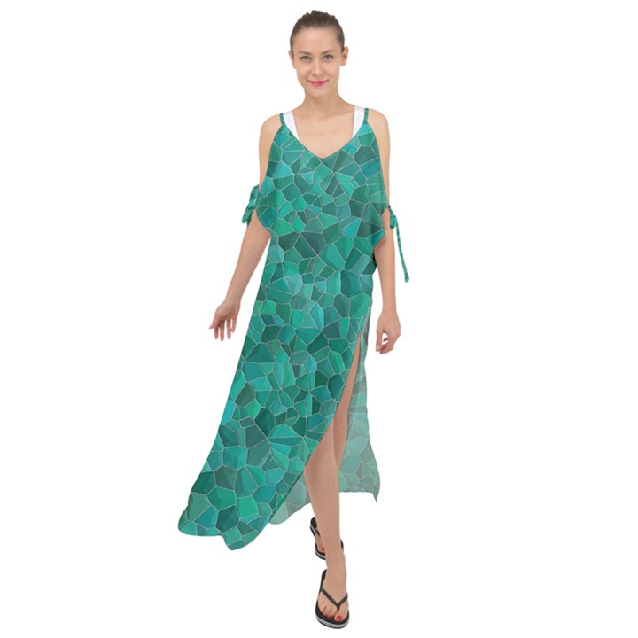 Turquoise Maxi Chiffon Cover Up Dress