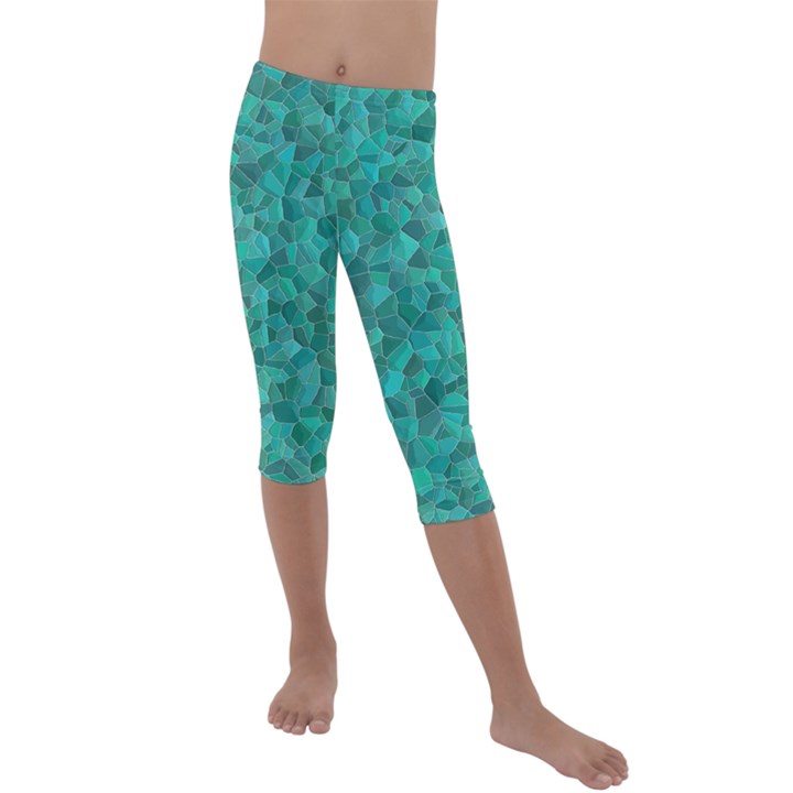 Turquoise Kids  Lightweight Velour Capri Leggings 