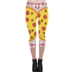 Pizza Table Pepperoni Sausage Capri Leggings  by Pakrebo