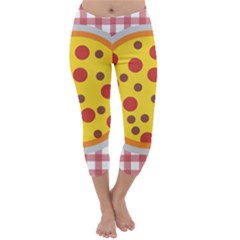 Pizza Table Pepperoni Sausage Capri Winter Leggings  by Pakrebo