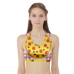 Pizza Table Pepperoni Sausage Sports Bra With Border by Pakrebo