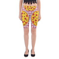 Pizza Table Pepperoni Sausage Yoga Cropped Leggings by Pakrebo