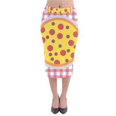 Pizza Table Pepperoni Sausage Velvet Midi Pencil Skirt by Pakrebo