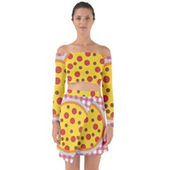 Pizza Table Pepperoni Sausage Off Shoulder Top With Skirt Set by Pakrebo