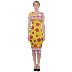 Pizza Table Pepperoni Sausage Sleeveless Pencil Dress