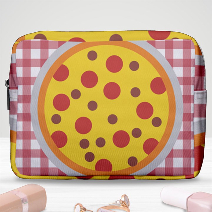 Pizza Table Pepperoni Sausage Make Up Pouch (Large)