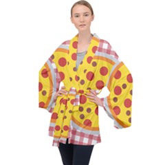 Pizza Table Pepperoni Sausage Velvet Kimono Robe