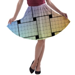 Construction Rectangle Steel Metal A-line Skater Skirt by Pakrebo