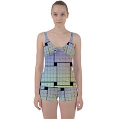 Construction Rectangle Steel Metal Tie Front Two Piece Tankini by Pakrebo