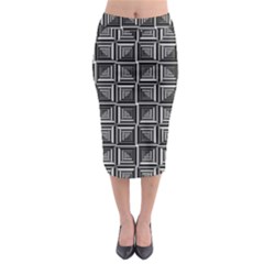 Pattern Op Art Black White Grey Midi Pencil Skirt by Pakrebo