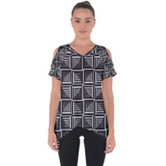 Pattern Op Art Black White Grey Cut Out Side Drop Tee by Pakrebo