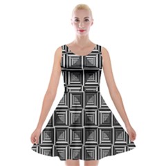 Pattern Op Art Black White Grey Velvet Skater Dress by Pakrebo