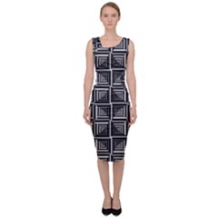 Pattern Op Art Black White Grey Sleeveless Pencil Dress