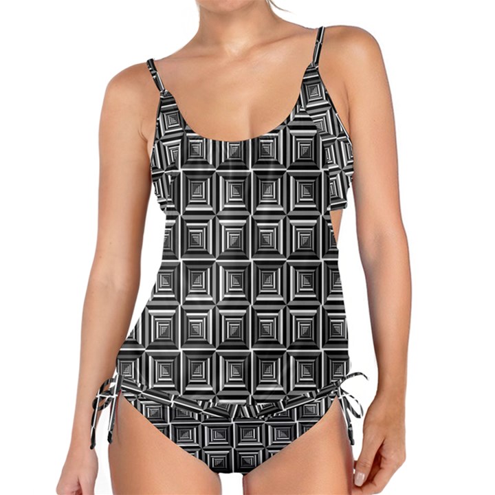 Pattern Op Art Black White Grey Tankini Set