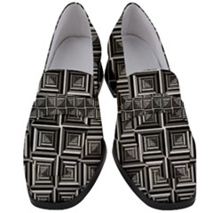 Pattern Op Art Black White Grey Women s Chunky Heel Loafers