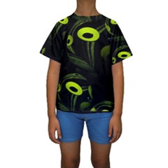 Fractal Fractals Green Ball Black Kids  Short Sleeve Swimwear by Pakrebo