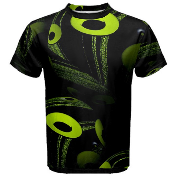 Fractal Fractals Green Ball Black Men s Cotton Tee