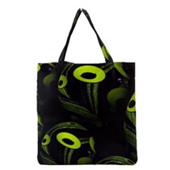 Fractal Fractals Green Ball Black Grocery Tote Bag by Pakrebo