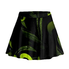 Fractal Fractals Green Ball Black Mini Flare Skirt by Pakrebo