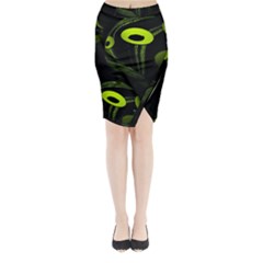 Fractal Fractals Green Ball Black Midi Wrap Pencil Skirt by Pakrebo