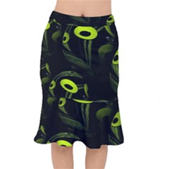 Fractal Fractals Green Ball Black Mermaid Skirt by Pakrebo