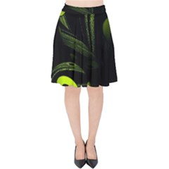 Fractal Fractals Green Ball Black Velvet High Waist Skirt by Pakrebo