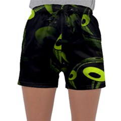 Fractal Fractals Green Ball Black Sleepwear Shorts by Pakrebo