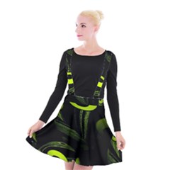 Fractal Fractals Green Ball Black Suspender Skater Skirt by Pakrebo