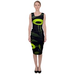 Fractal Fractals Green Ball Black Sleeveless Pencil Dress