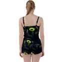 Fractal Fractals Green Ball Black Tie Front Two Piece Tankini View2