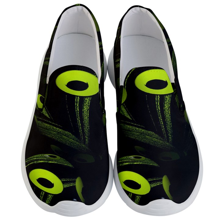 Fractal Fractals Green Ball Black Men s Lightweight Slip Ons