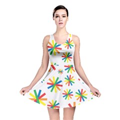 Celebrate Pattern Colorful Design Reversible Skater Dress by Pakrebo